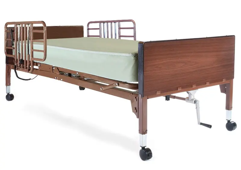 Meubon Semi-Electric Hospital Bed Kit – Includes Mattress And Half-Height Safety Rails 1