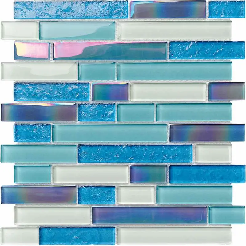 Miami Blend Glass Pool Mosaic Tile – Linear Layout 1