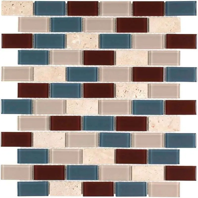 Mid-Century Blue 1X2 Glass Mosaic Tile 1