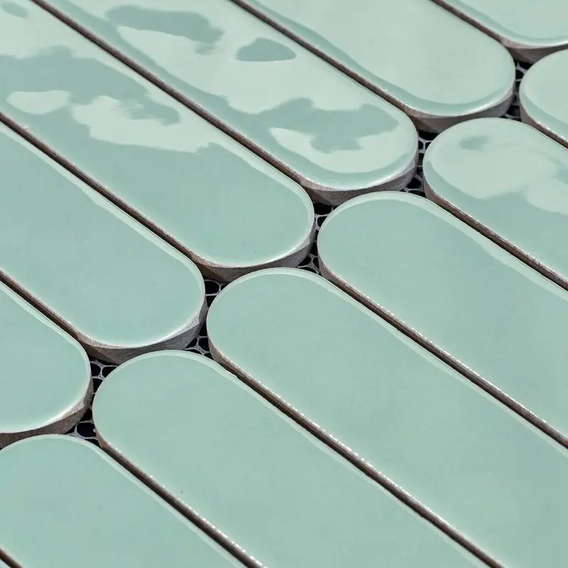 Mint Green Vintage Ceramic Mosaic Tile – Soft Pastel Retro Design 1