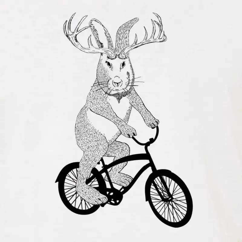Mythical Jackalope Riding A Vintage Bicycle Sculpture 1