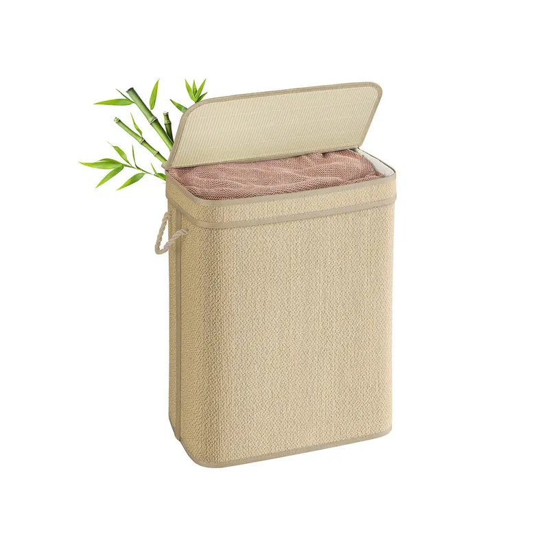 Natural Bamboo Laundry Hamper – 90L With Detachable Liner & Secure Lid 1