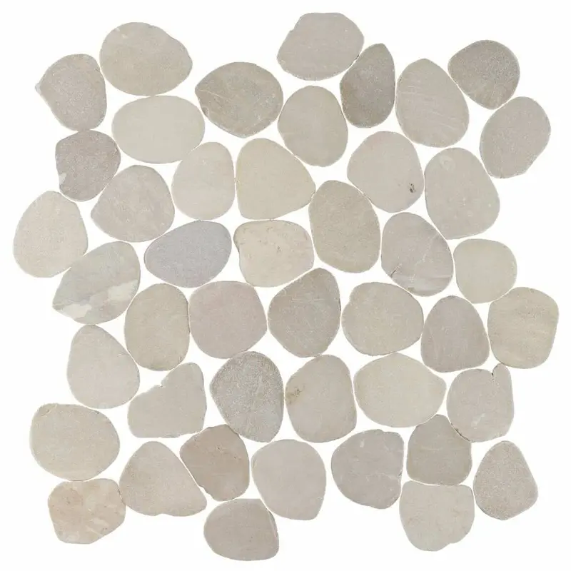 Natural Tan Pebble Sliced Mosaic Tile 1