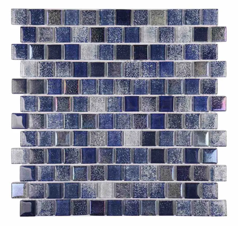 Navy Blue Iridescent Soul Glass Tile 1X1 In. Mosaic Accent 1