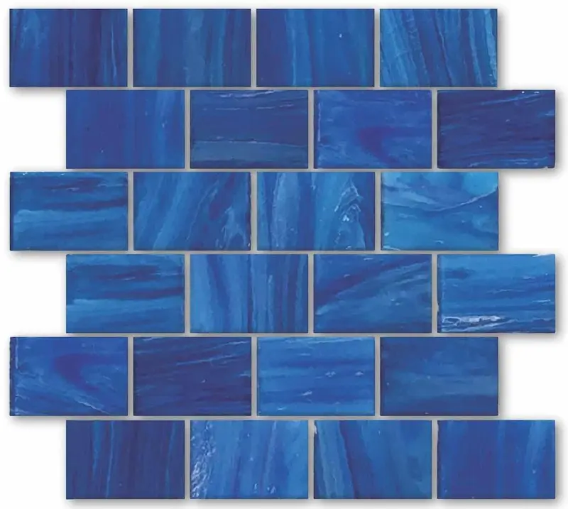 Navy Blue Water Art Glass Mosaic Tile (2X3 In) 1