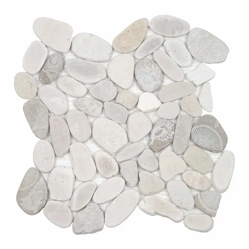 Neutral Fossil Stone Sliced Mosaic Tile 1