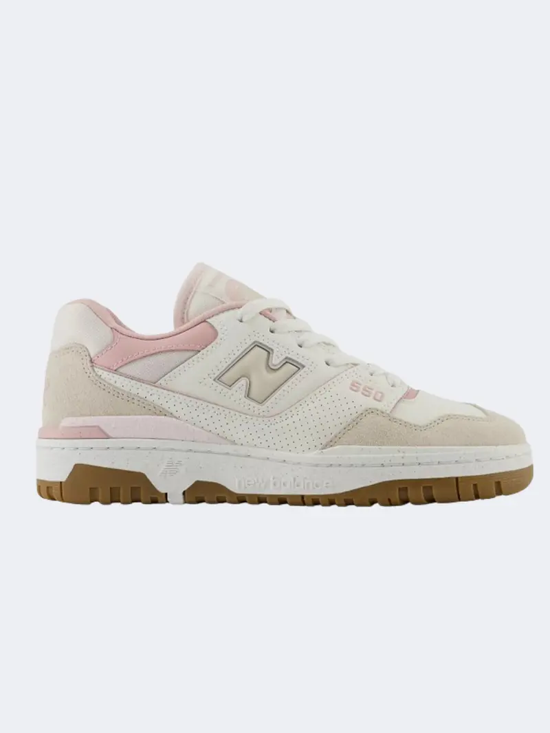 New Balance 550 Women’S Lifestyle Sneakers – Sea Salt And Pink Accents 1
