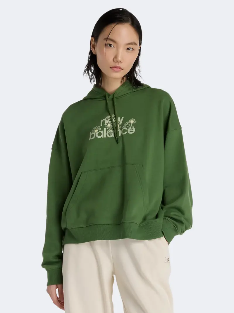 New Balance Flower Hoodie – Women’S Lifestyle Sweatshirt (Dark Alpine Green) 1