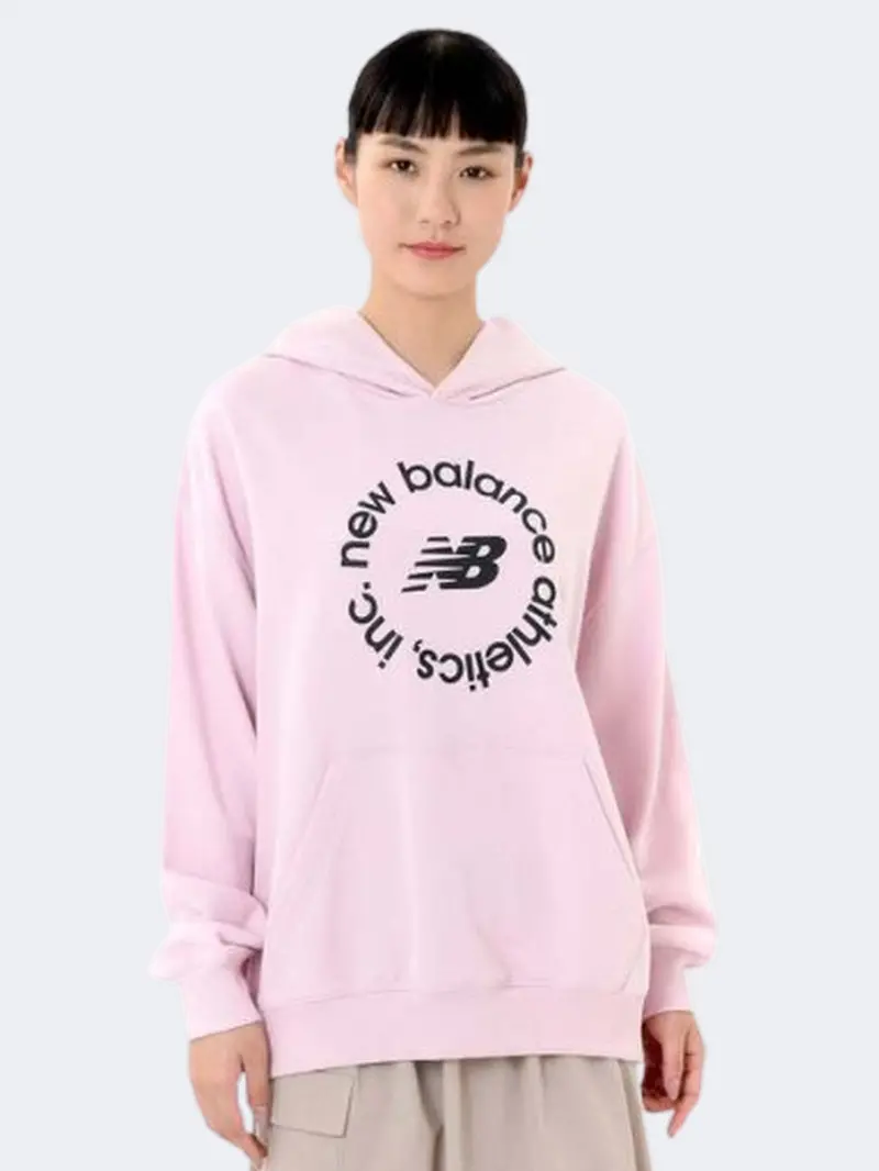 New Balance Mid-Century Pink Graphic Women’S French Terry Lifestyle Hoodie 1