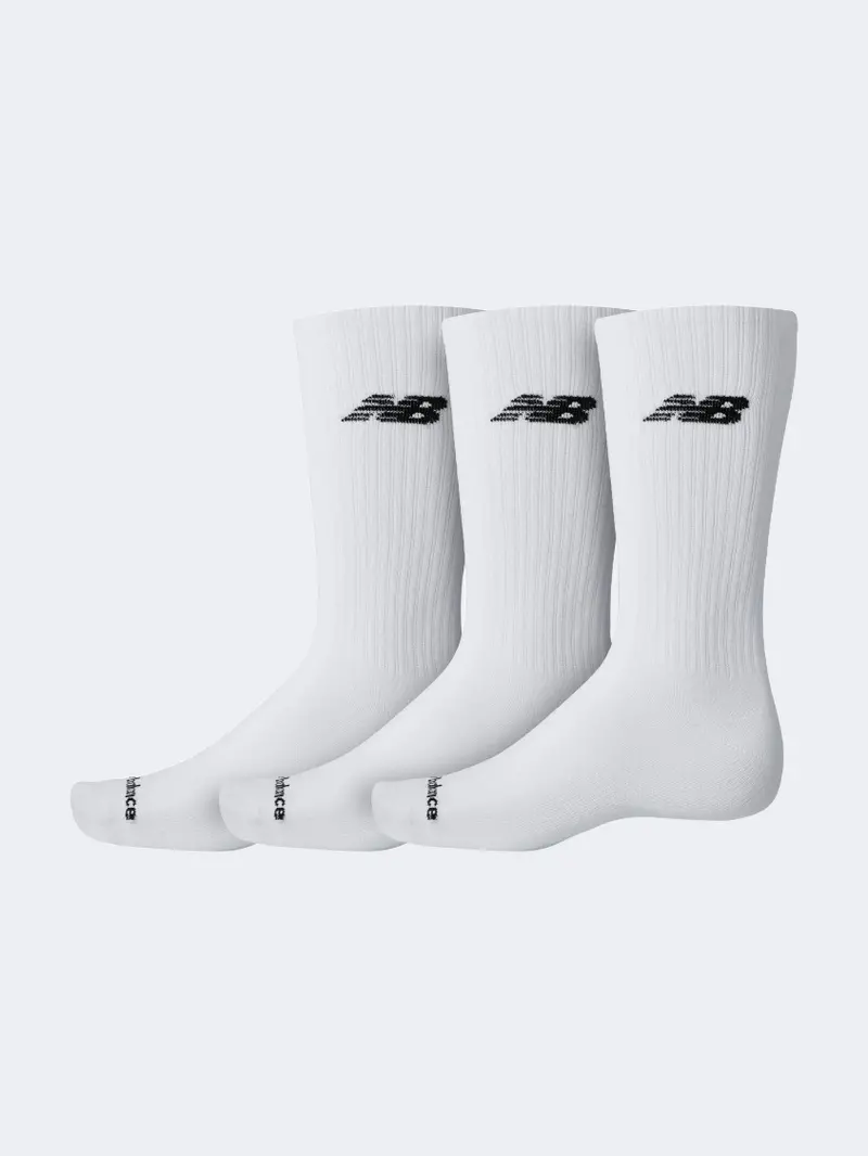 New Balance Unisex Crew Socks (3-Pack) – Pure White 1