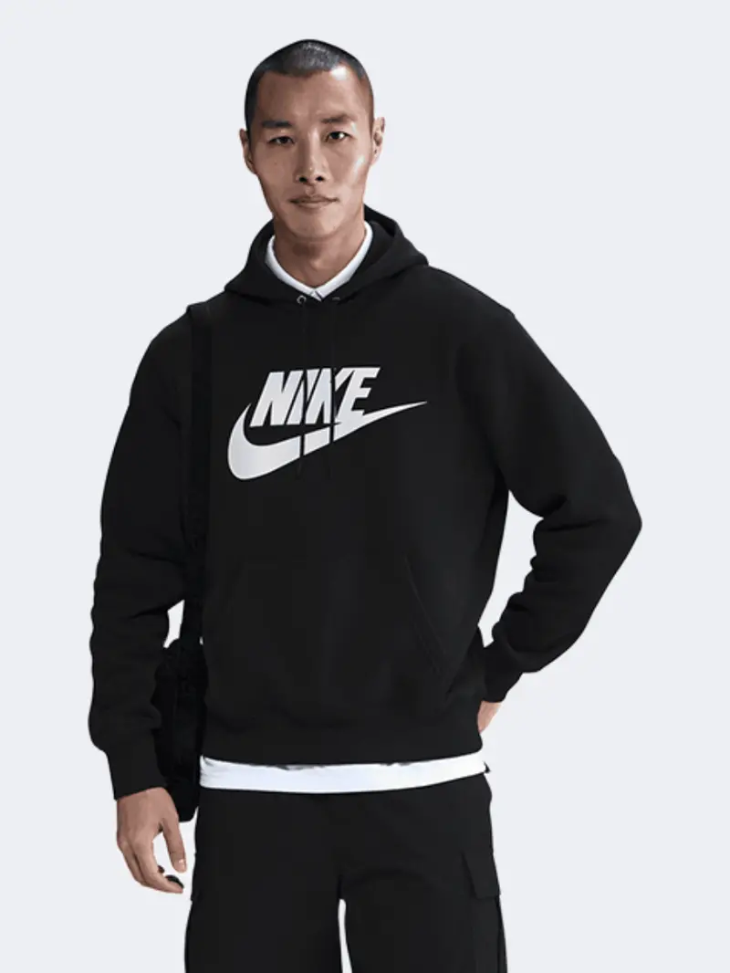 Nike Club Bb Graphic Hoodie For Men In Black And White 1