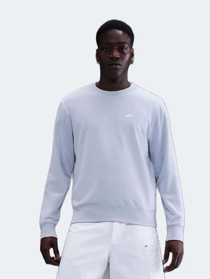 Nike Club Fleece Crewneck Sweatshirt – Ghost Grey With White Accents 1