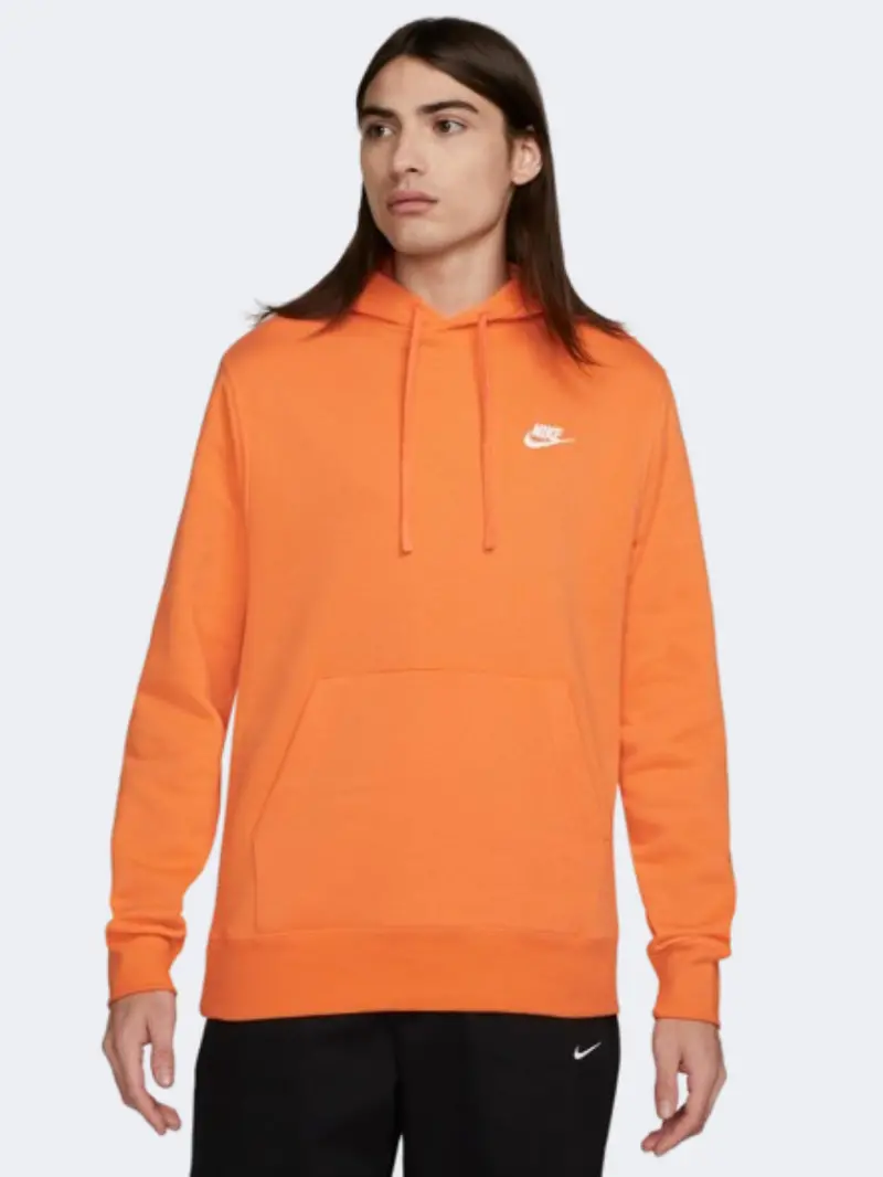Nike Club Fleece Hoodie For Men – Mandarin Orange & White 1