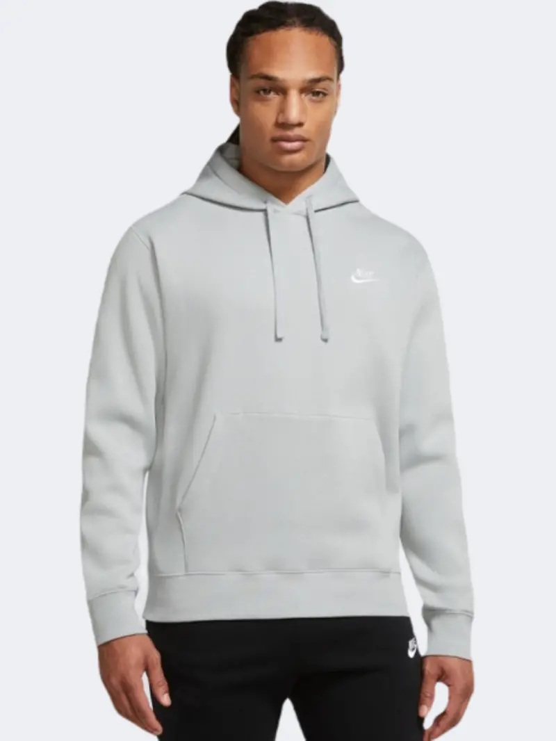 Nike Club Fleece Hoodie For Men – Smoke Grey & White 1