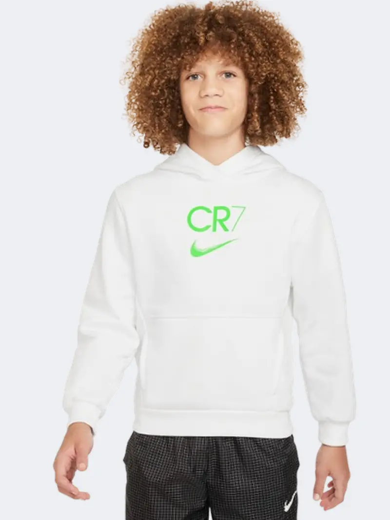 Nike Cr7 Club Boys’ Hoodie – White & Green Strike Style 1