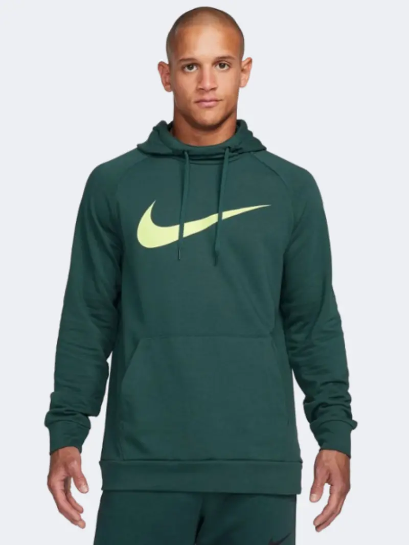 Nike Dri-Fit Swoosh Training Hoodie For Men – Jungle Green And Luminous Yellow 1
