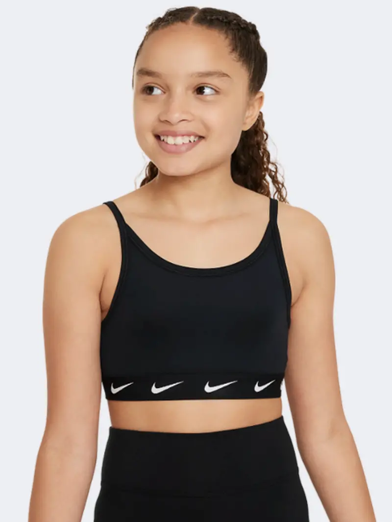 Nike One Girls' High-Support Training Bra – Black & White 1