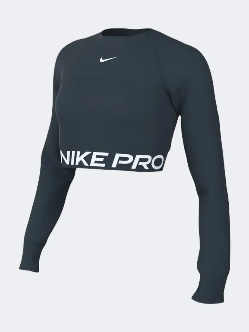 Nike Pro 365 Women'S Training Long-Sleeve Top – Armory Navy And White 1