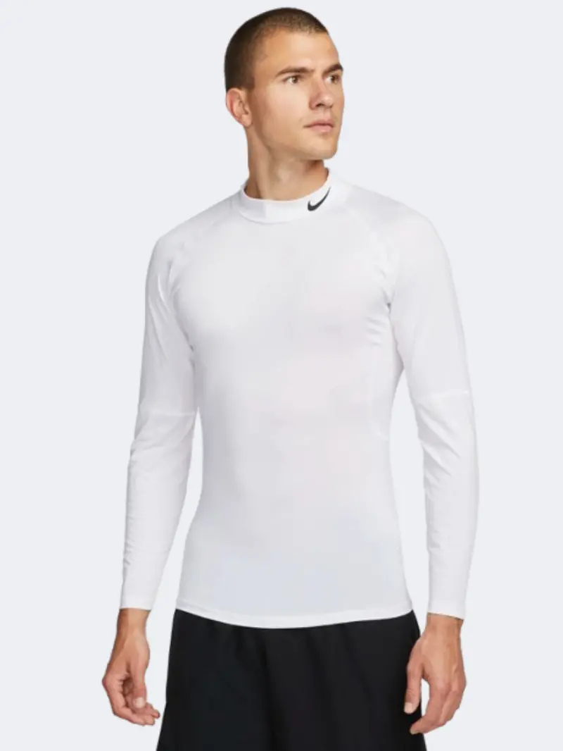 Nike Pro Men'S Training Long Sleeve – White & Black 1