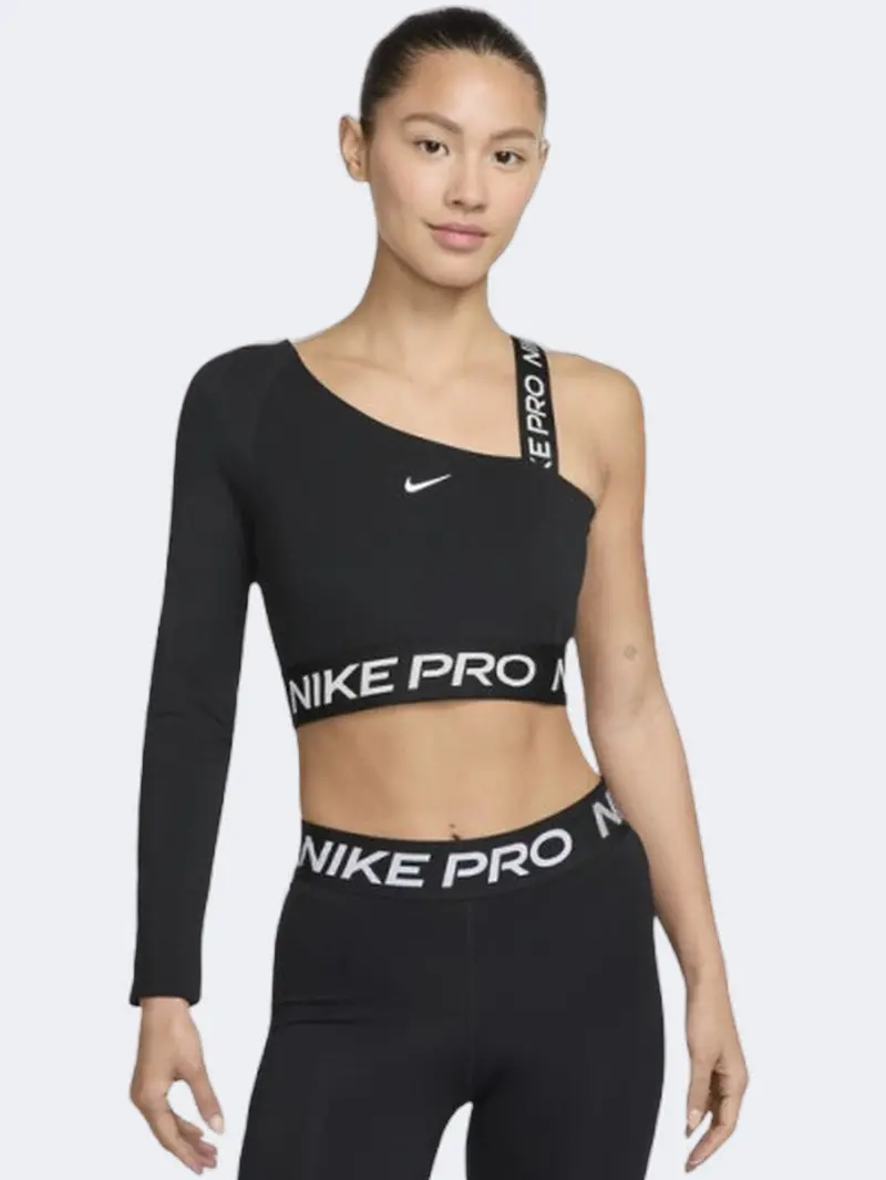 Nike Pro Shine Training Tee For Women – Black And White 1