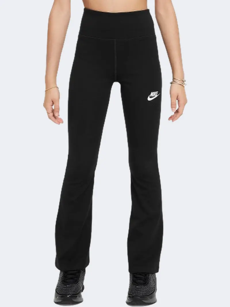Nike Sportswear High-Rise Flared Leggings For Girls – Black And White 1