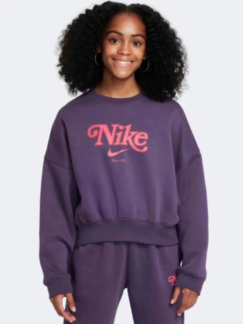 Nike Sportswear Trend Fleece Girls' Casual Sweatshirt – Dark Raisin 1