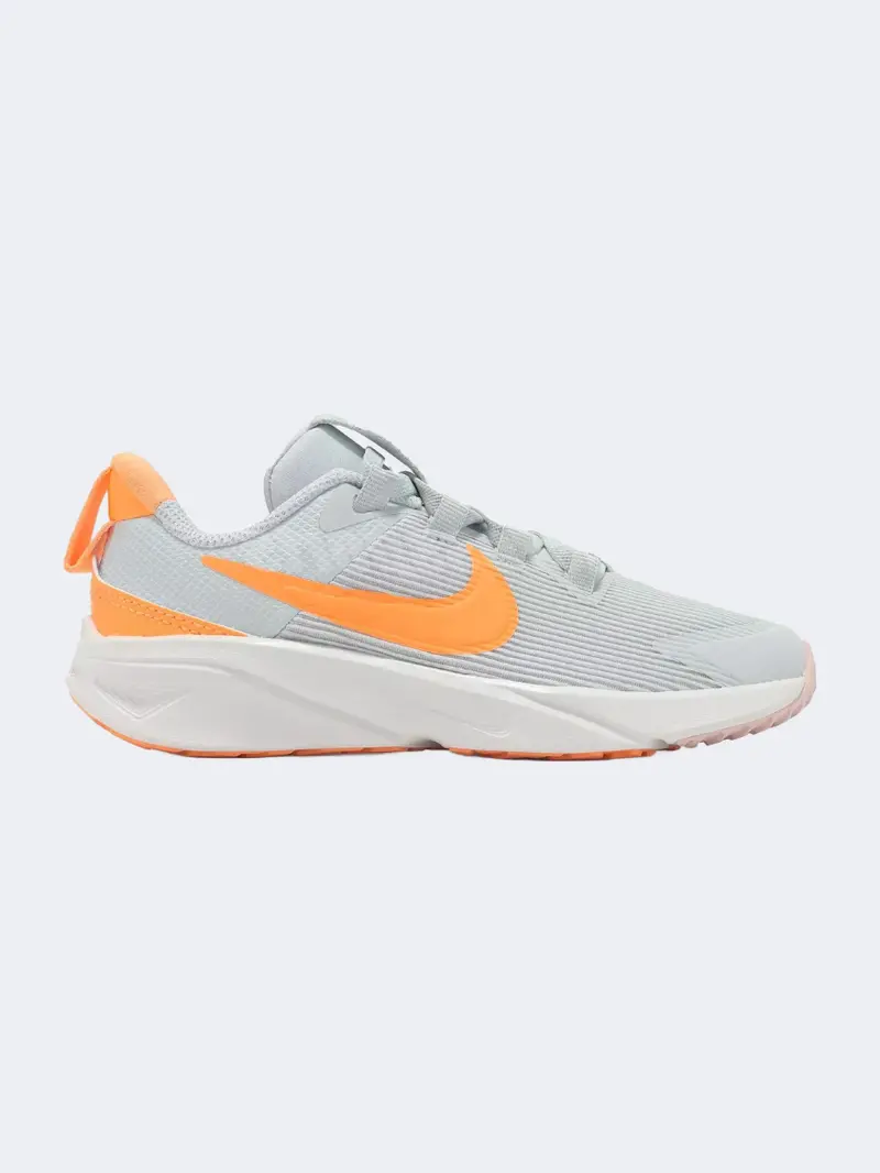 Nike Star Runner 4 Girls’ Running Shoes – Grey With Peach Cream Accents 1