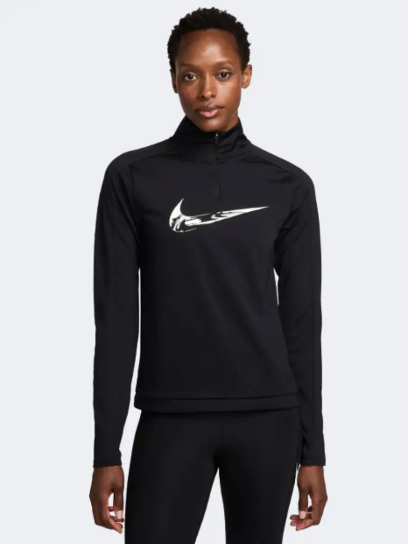 Nike Swoosh Hbr Running Long Sleeve – Black/White 1