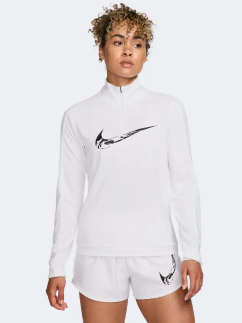 Nike Swoosh Hbr Women'S Running Long-Sleeve Top – White & Black 1