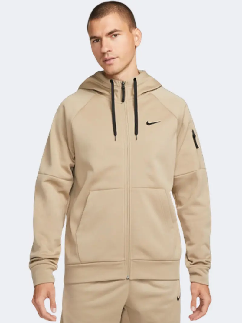 Nike Therma Full-Zip Men’S Training Hoodie – Khaki & Black 1