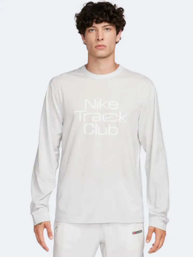Nike Track Club Men'S Running Long Sleeve – Photon Dust & White 1