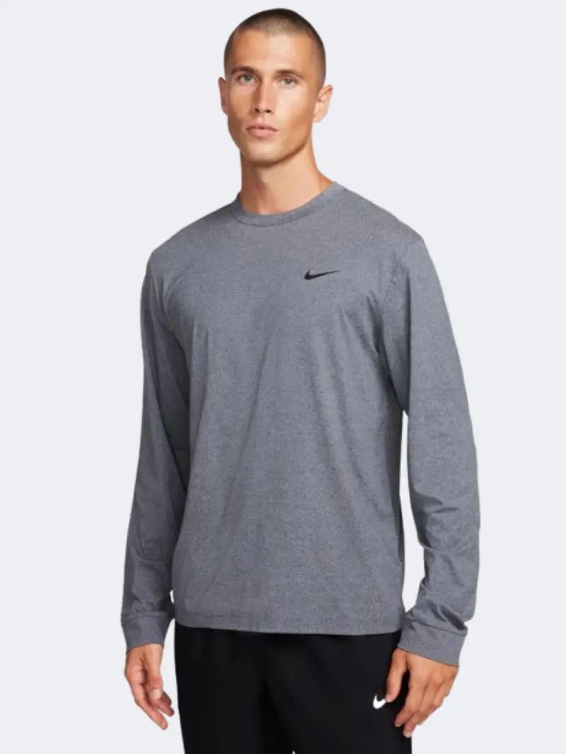 Nike Uv Hyverse Men'S Training Long Sleeve – Heather Black 1