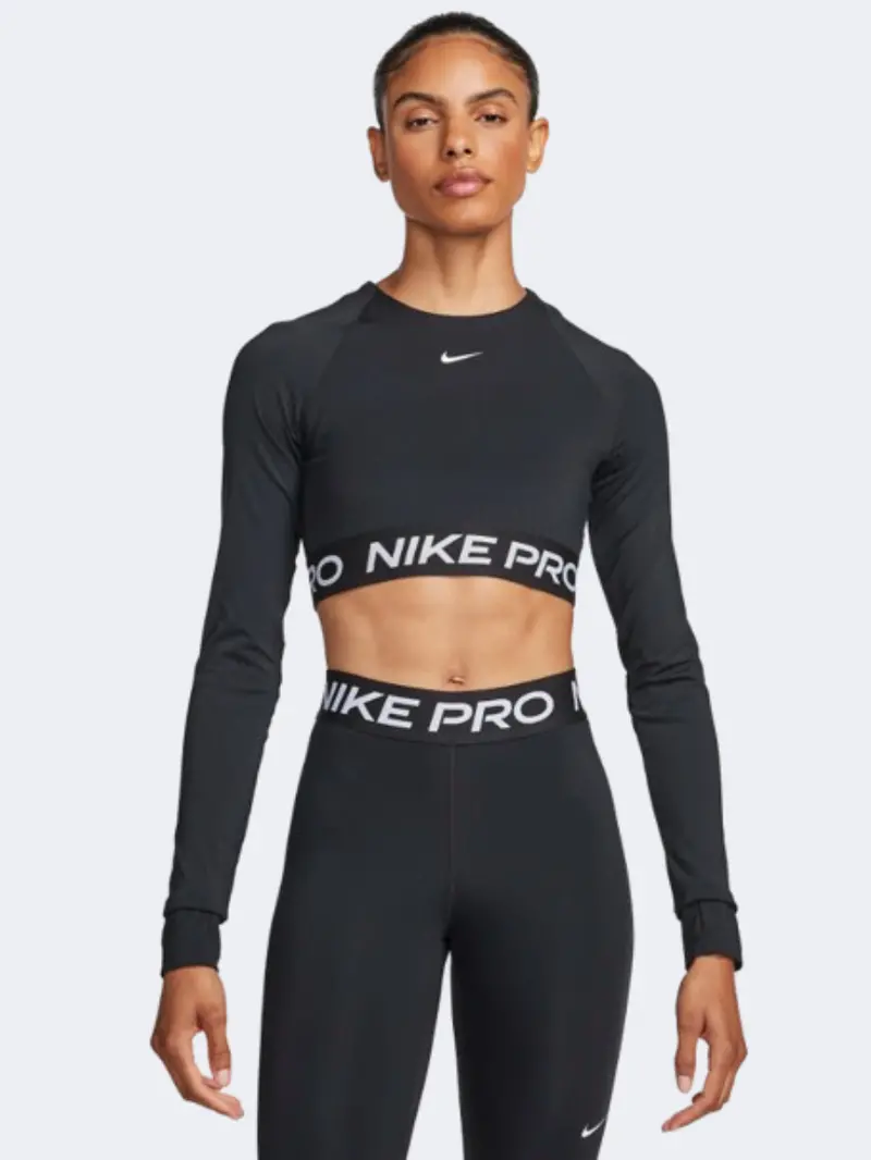 Nike Women'S Pro 365 Training Long Sleeve Top – Black & White 1