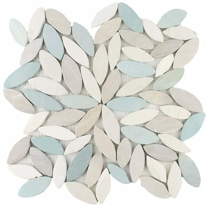 Oceanside Flower Tumbled Mosaic Tile – Coastal-Inspired Design 1