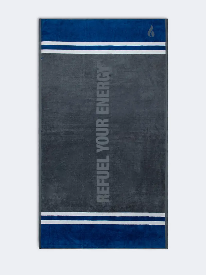 Oil & Gaz Absorbent Unisex Cotton Beach Towel In Grey, Navy & White 1