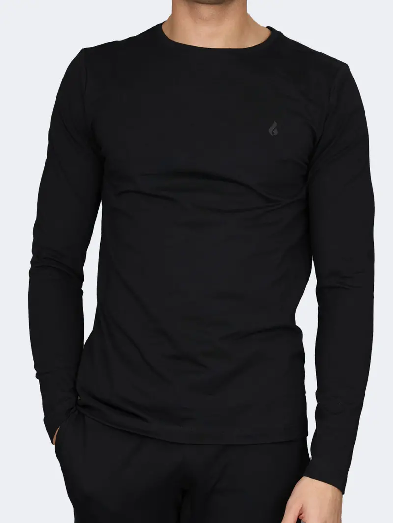 Oil & Gaz Men'S Classic Long-Sleeve Crew-Neck – Black 1