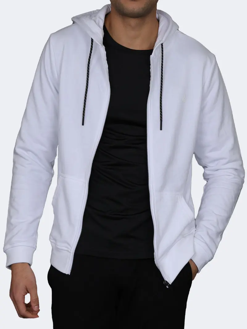 Oil & Gaz Men'S Full-Zip Lifestyle Hoodie – White 1