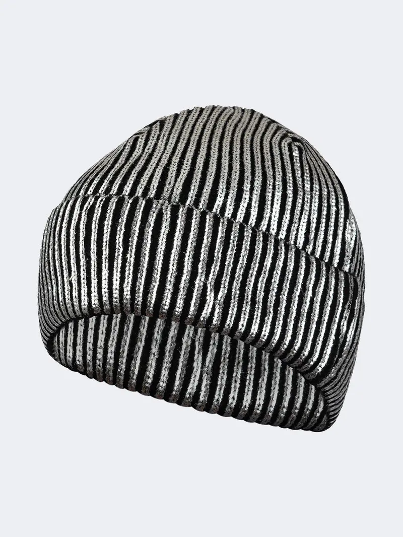 Oil & Gaz Unisex Soft Knit Beanie – Silver And Black 1