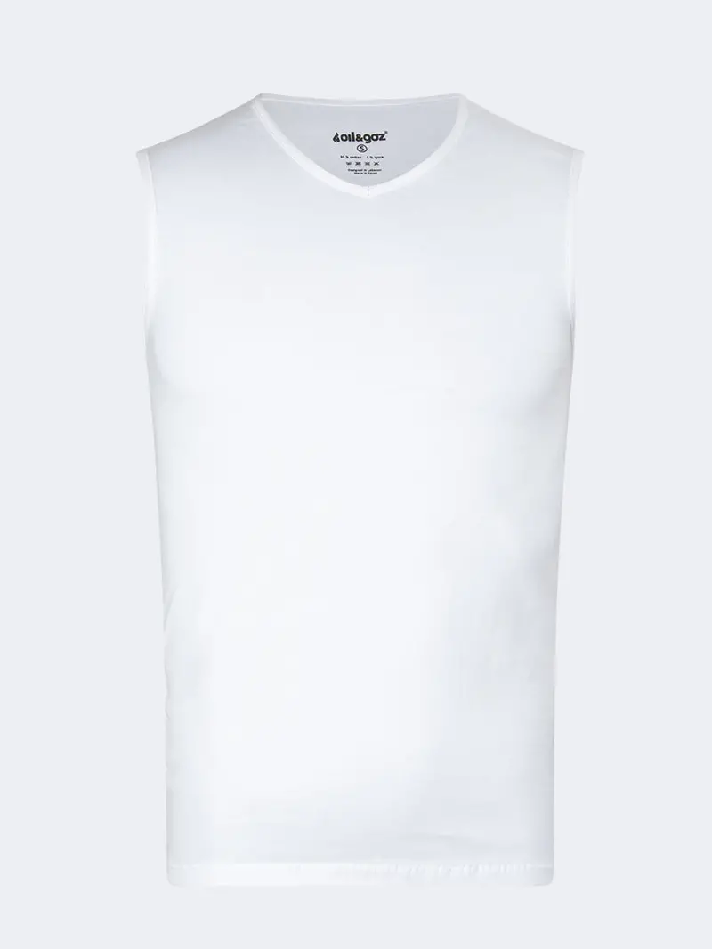 Oil & Gaz V-Neck Men'S Basic Underwear In White 1