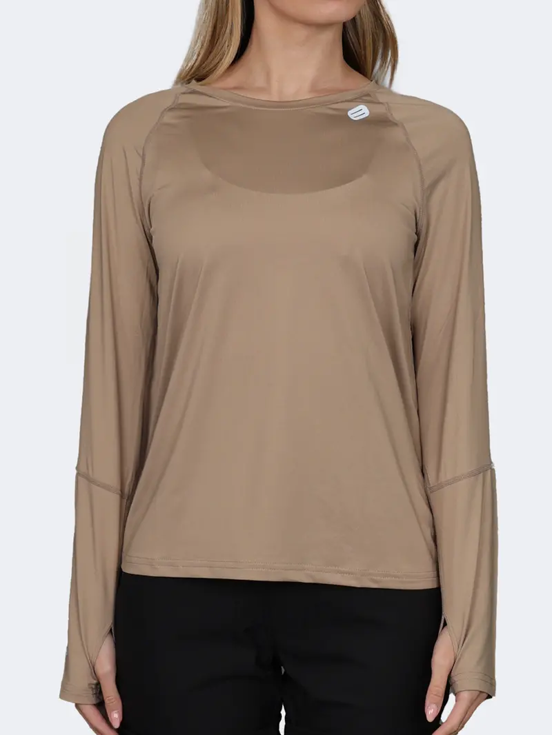 Oil & Gaz Women'S Fitness Long-Sleeve T-Shirt – Beige 1