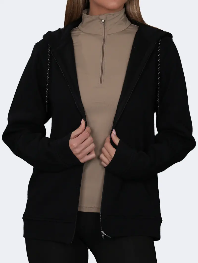 Oil & Gaz Women'S Full-Zip Lifestyle Hoodie – Black 1