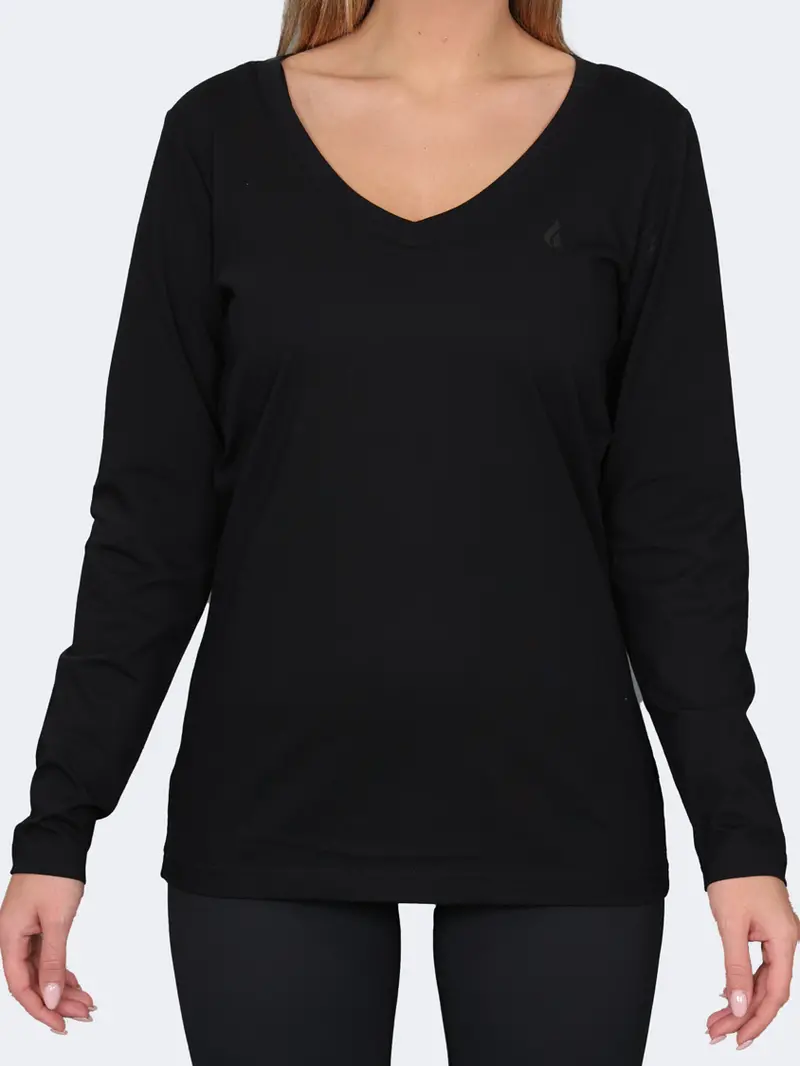 Oil & Gaz Women'S Sleek Fitness Long-Sleeve Top – Black 1