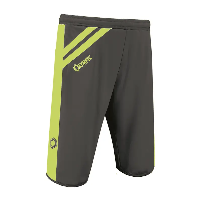 Olympic Roma Training Soccer Bermuda Shorts – Gray With Neon Yellow Accents 1