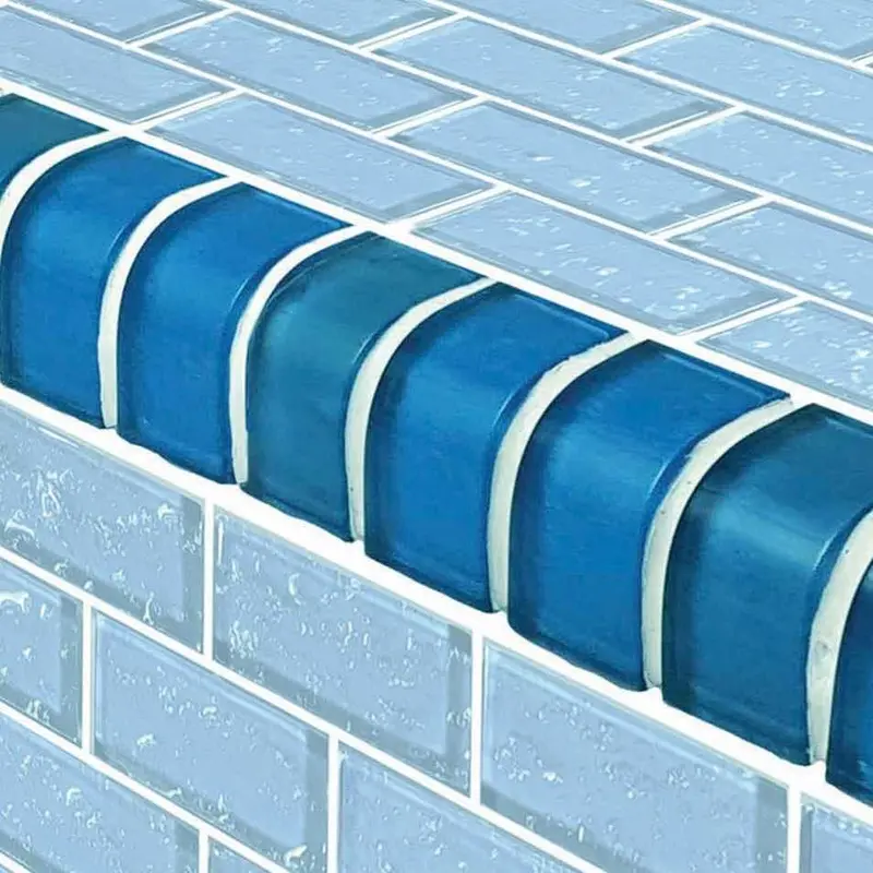 Pale Blue Glass Tile Border Trim – 1X2 Inch (Per Linear Foot) 1