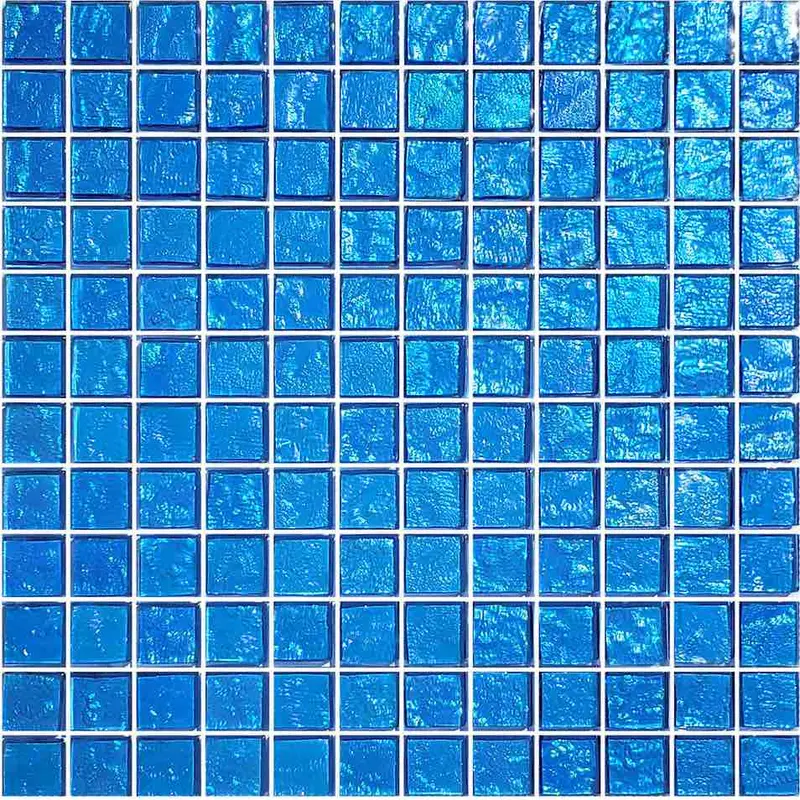 Pale Blue Iridescent Glass Pool Tile – 1X1 Inch 1