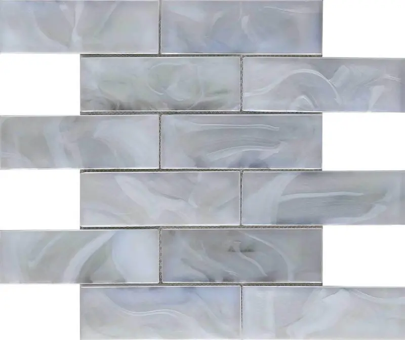 Pearl White Liquified Glass Subway-Style Mosaic Tile – 2X6 Inch 1