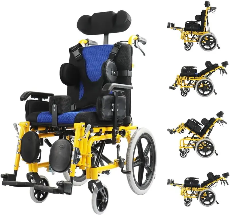 Pediatric Reclining Wheelchair For Cerebral Palsy: Lightweight Aluminum Frame With Full Support 1