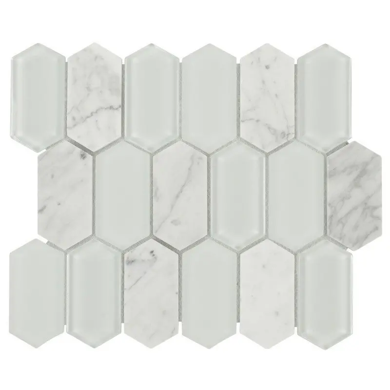 Picket Carrara Glass And Stone Mosaic Tile 1