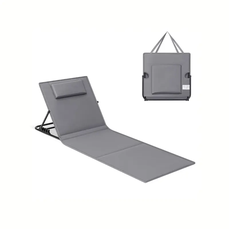 Portable Beach Sunlounger – Slate Grey Lightweight Frame With Reclining Back & Carry Handle 1