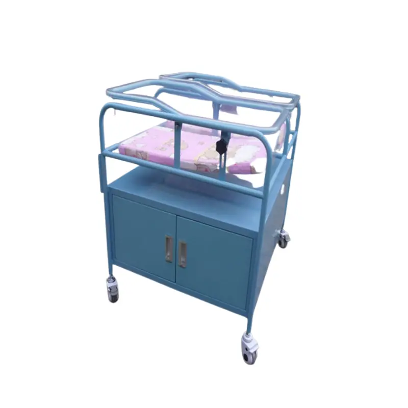 Powder-Coated Pediatric Crib With Storage Cabinet – Compact Baby Cot For Clinical Settings 1
